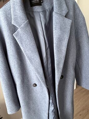 Light Gray blue Men's Wool-Blend Overcoat